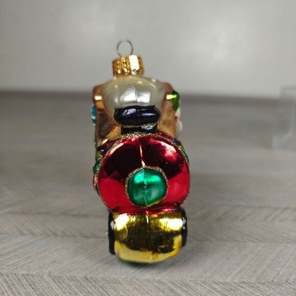 Vintage Hand Blown Glass Christmas Train Ornament With Santa - Picture 4 of 7